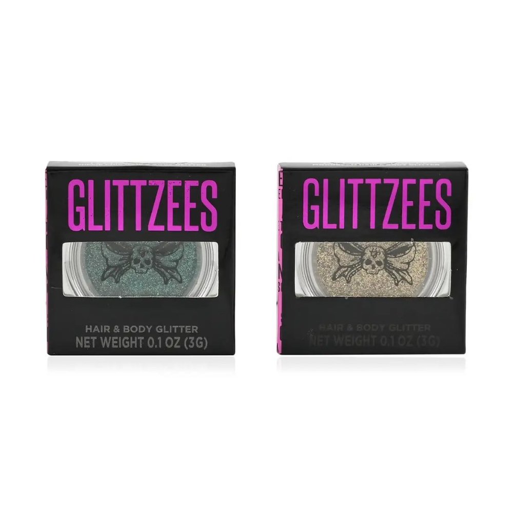 NIP Tattoo Junkee GLITTZEES Set of 2 Hair and Body Glitter-Teal and Golden
